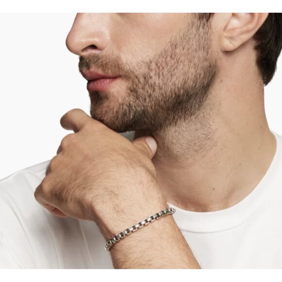 David Yurman Box Chain Link Bracelet 5mm 925 Sterling Silver 7.5" MINT - Picture 5 of 5